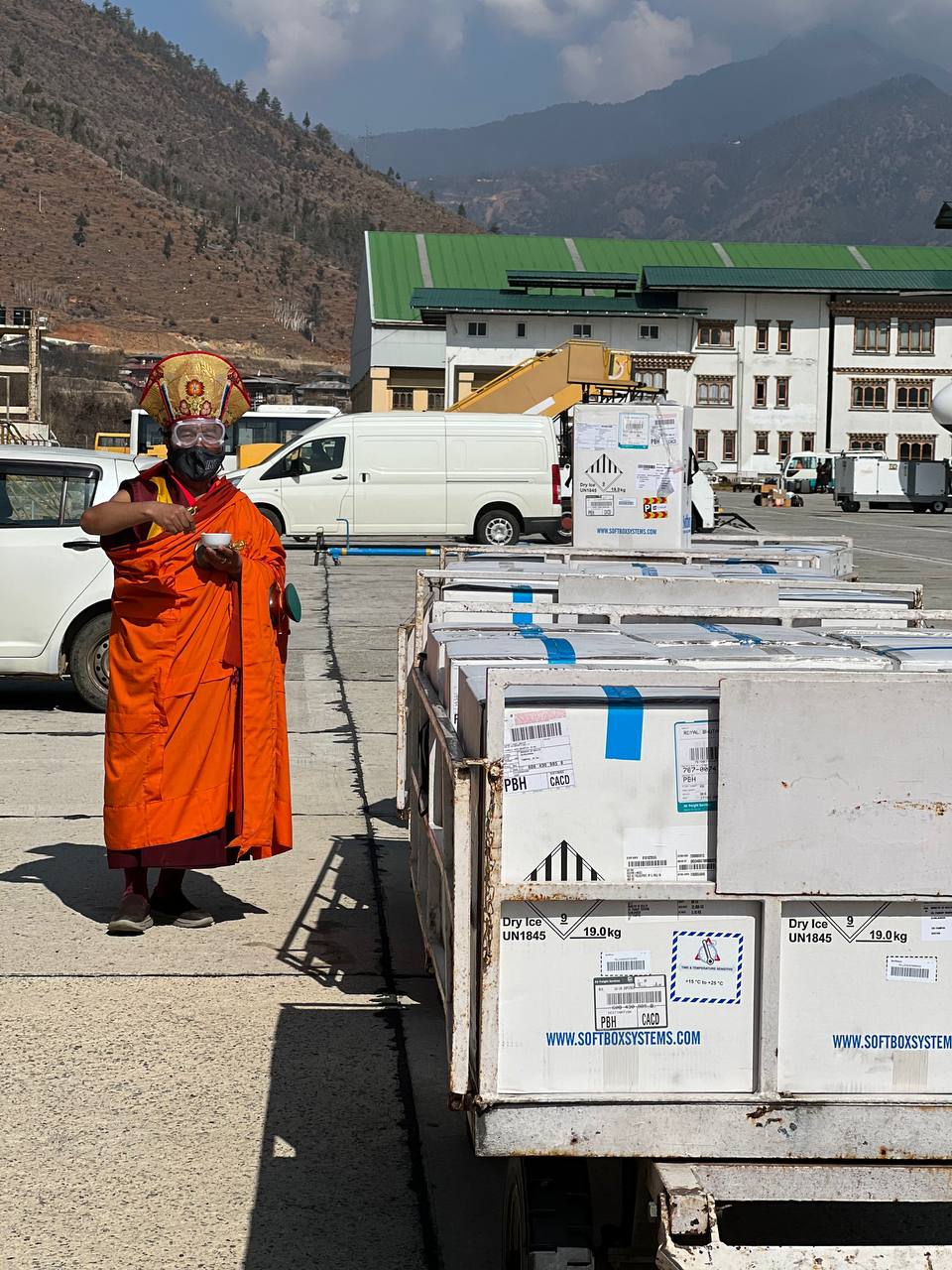 Bhutan Vaccines arrived in Paro Airport