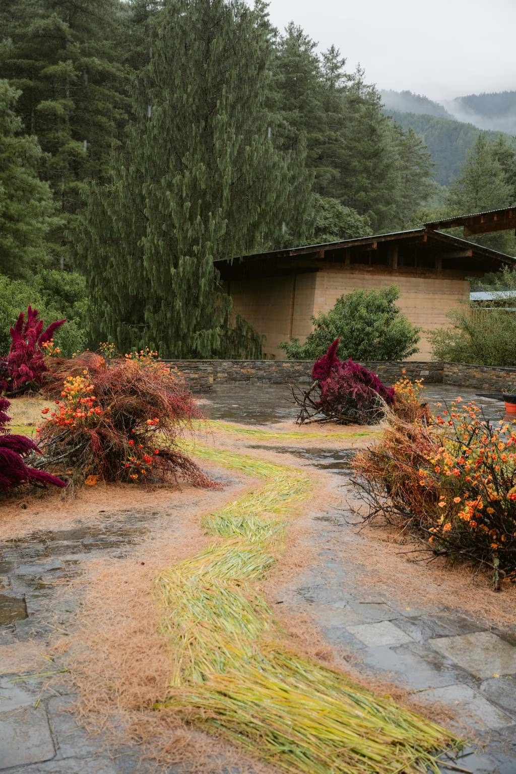 tara susanto and james joseph wedding in bhutan amankora bhutanese local florals