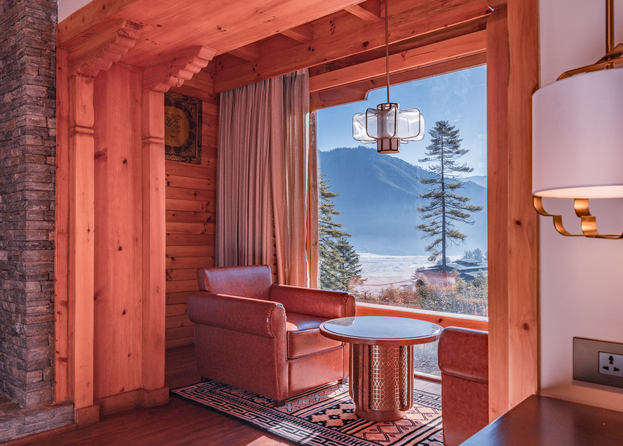 beautiful view of gangtey valley from taj gangtey room