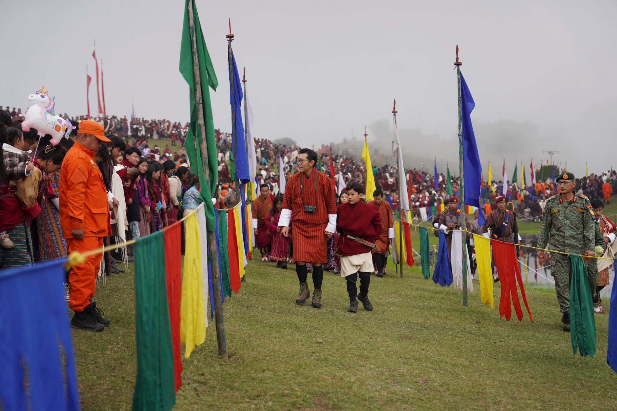 His Majesty King Jigme And Prince Jigme In Rhododendron Festival Eastern Bhutan