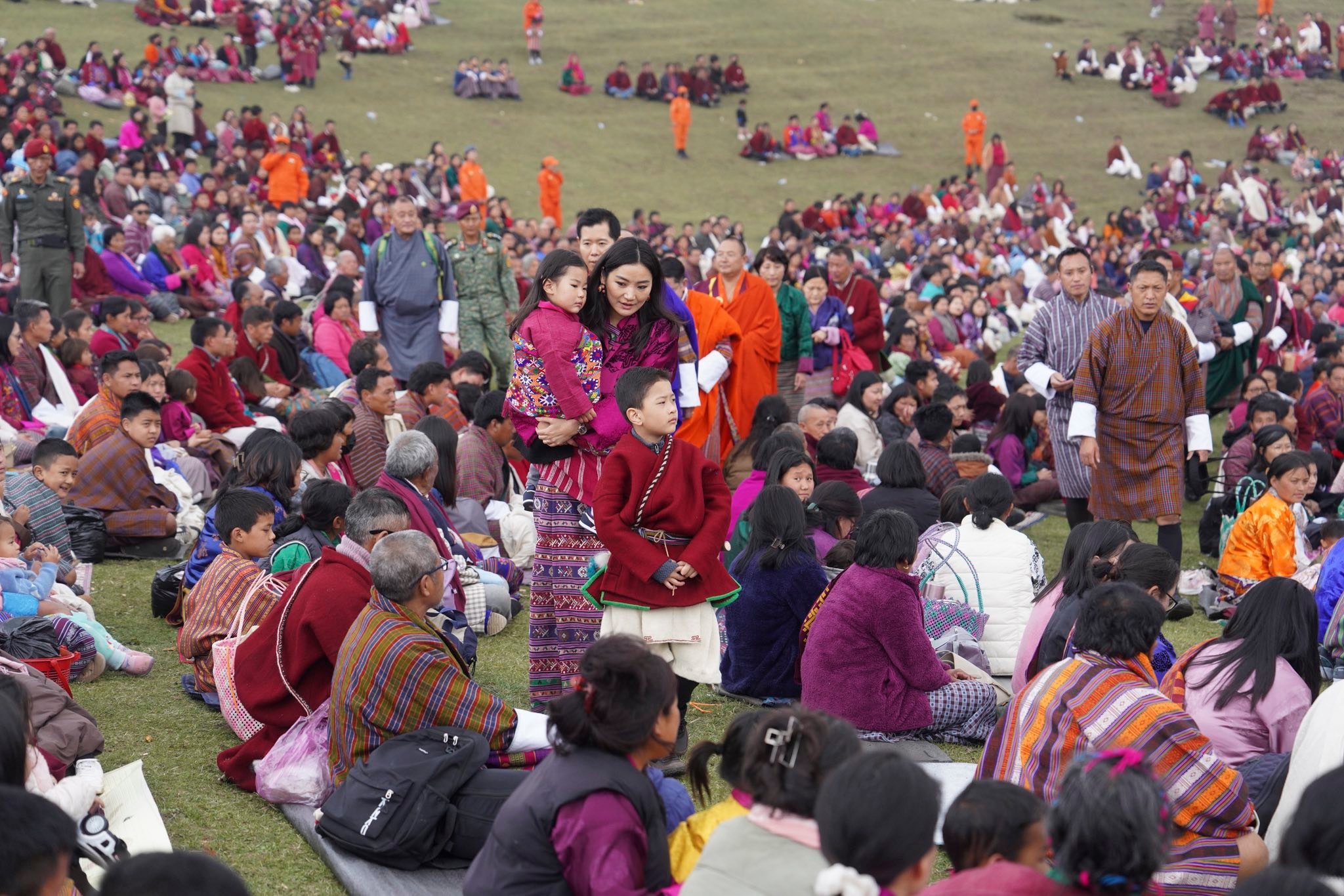 queen jetsun prince jigme princess sonam in rhododendron festival eastern bhutan