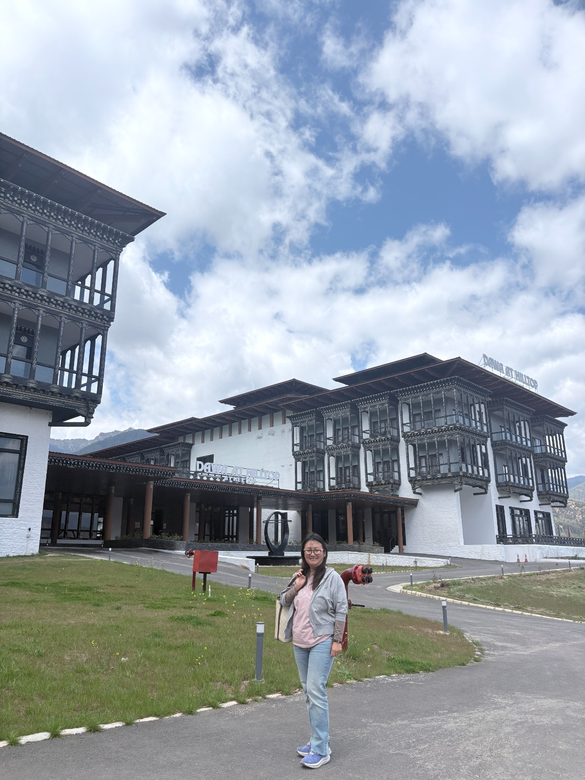 Chencho Dema in front of Dawa at Hilltop