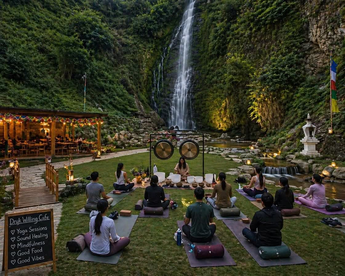 willing waterfall cafe trongsa chencho dema