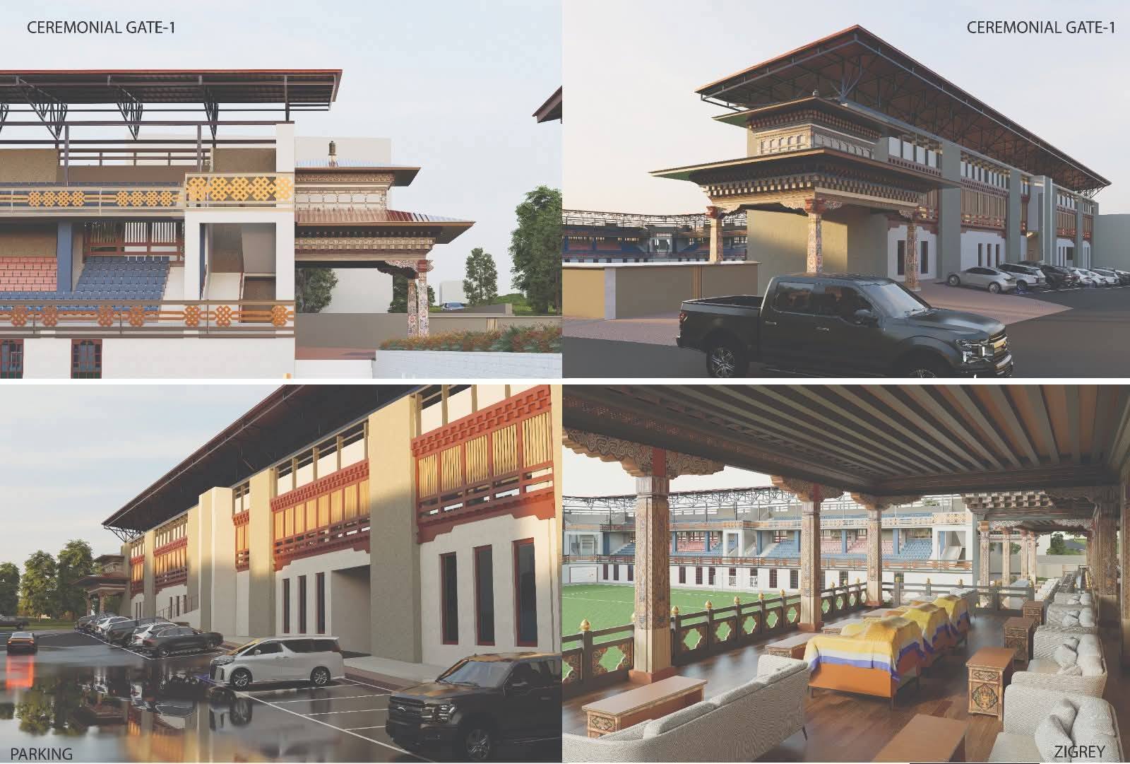 phuentsholing stadium ceremonial gate artist impression