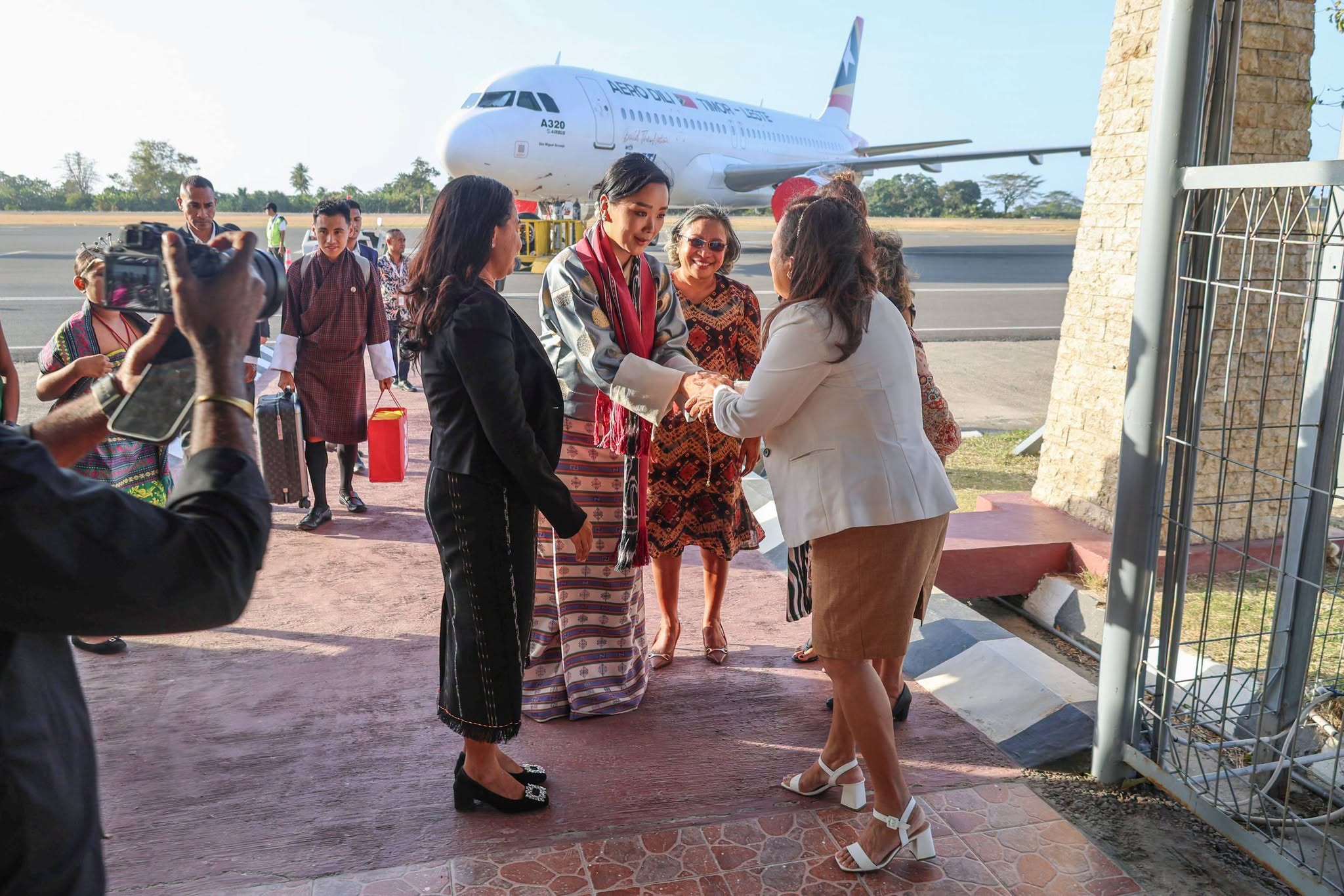 hrh sonam dechan wangchuck in timor leste airport welcome