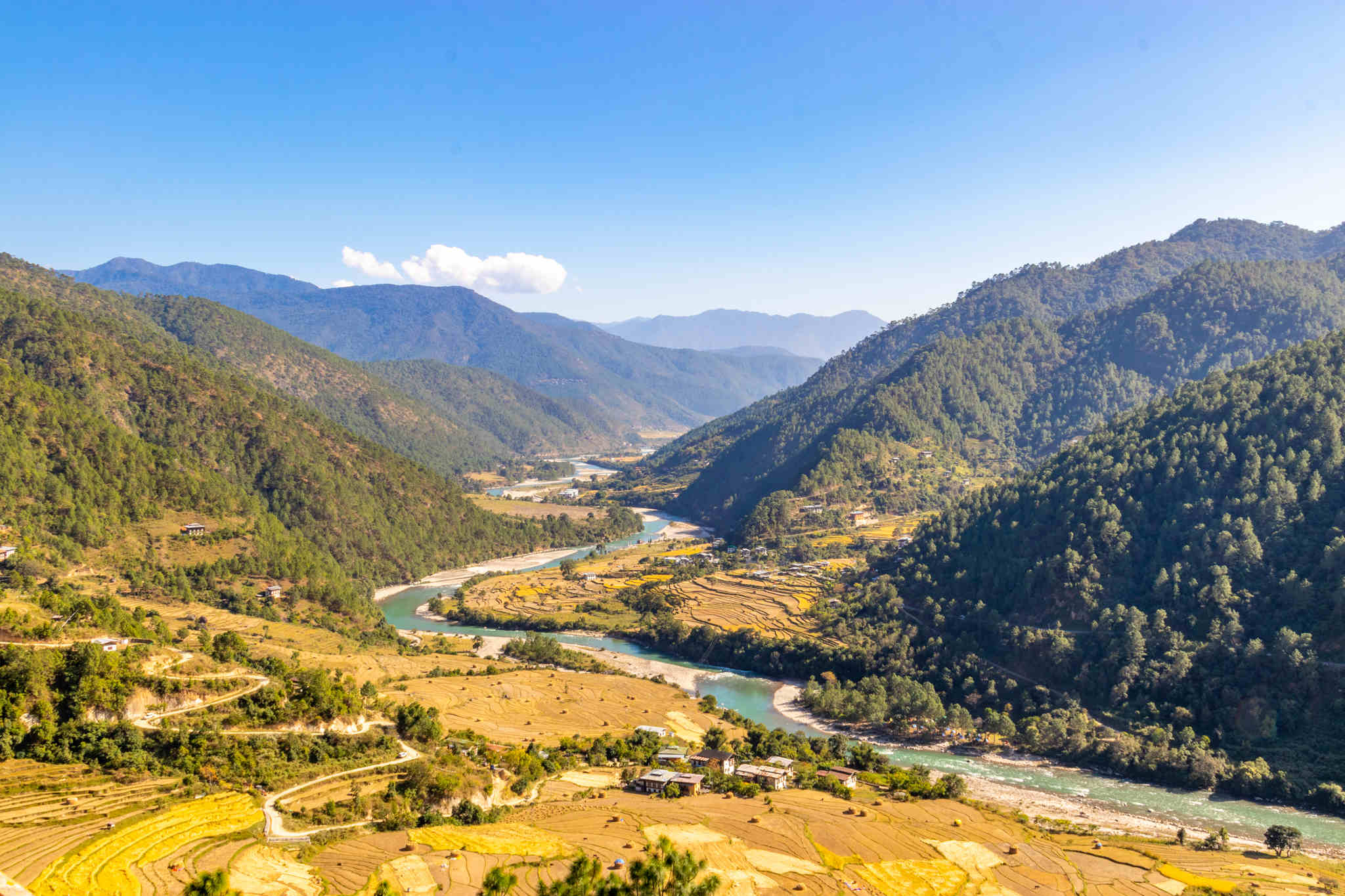 view from khamsum yulley namgyal chorten punakha bhupen ghimiray lowres