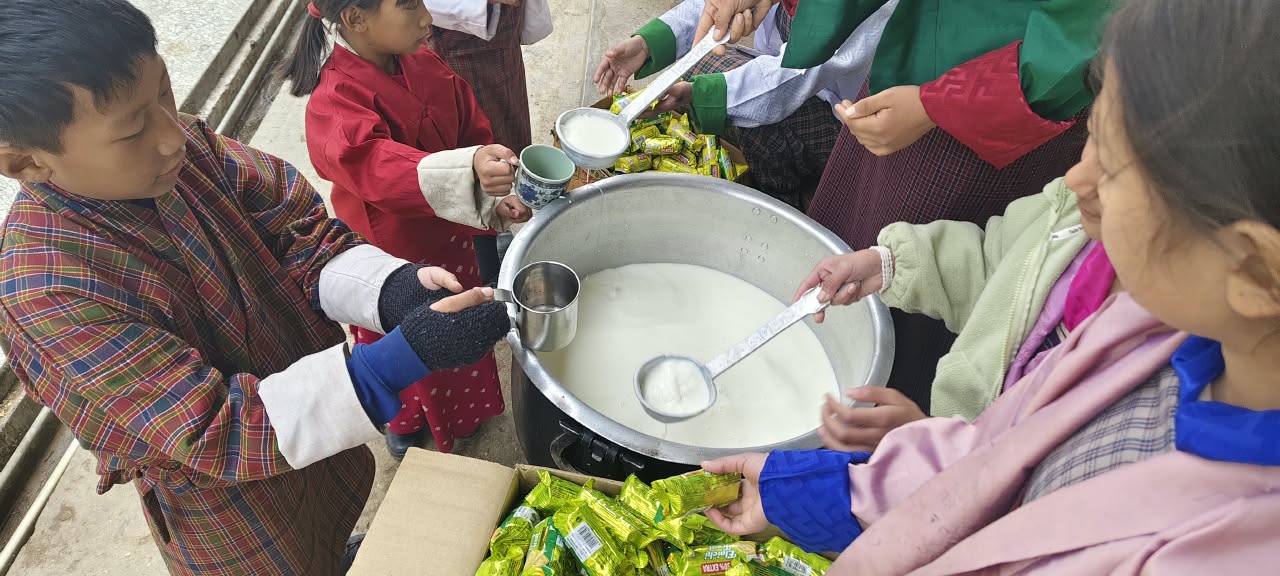 milk served to students in bhutan