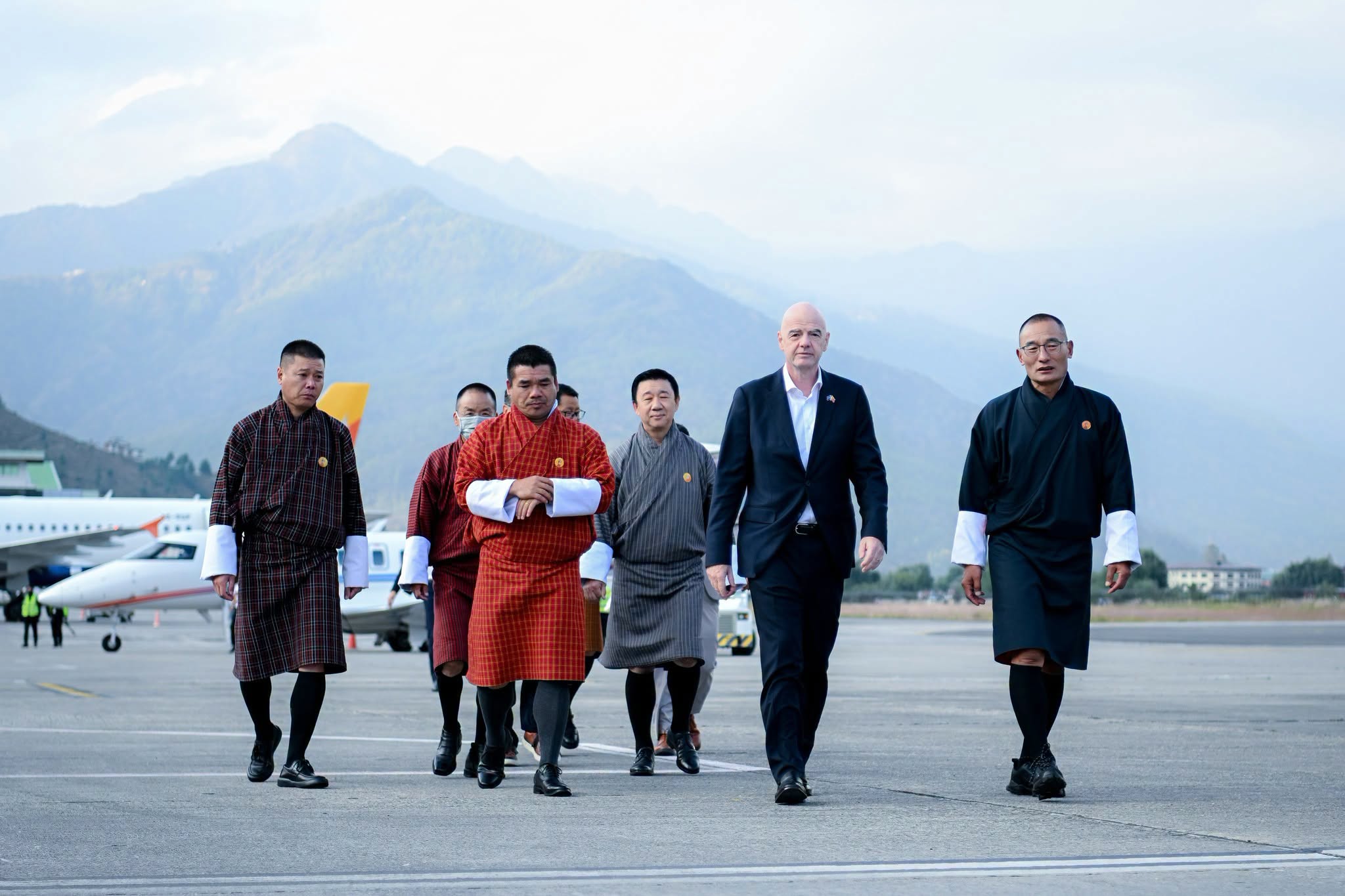 gianni infantino fifa president arrive in bhutan